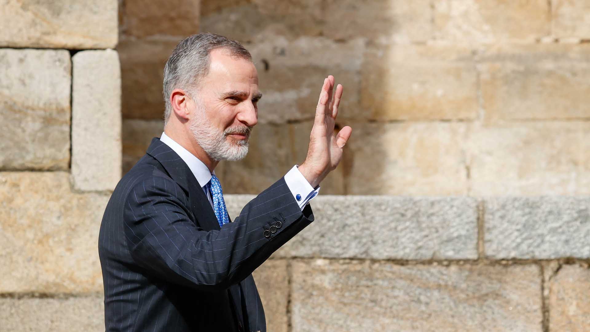 Spanish King Felipe VI  during  " Transitus " inauguration exhibition in Plasencia on Wednesday, 11 May 2022.