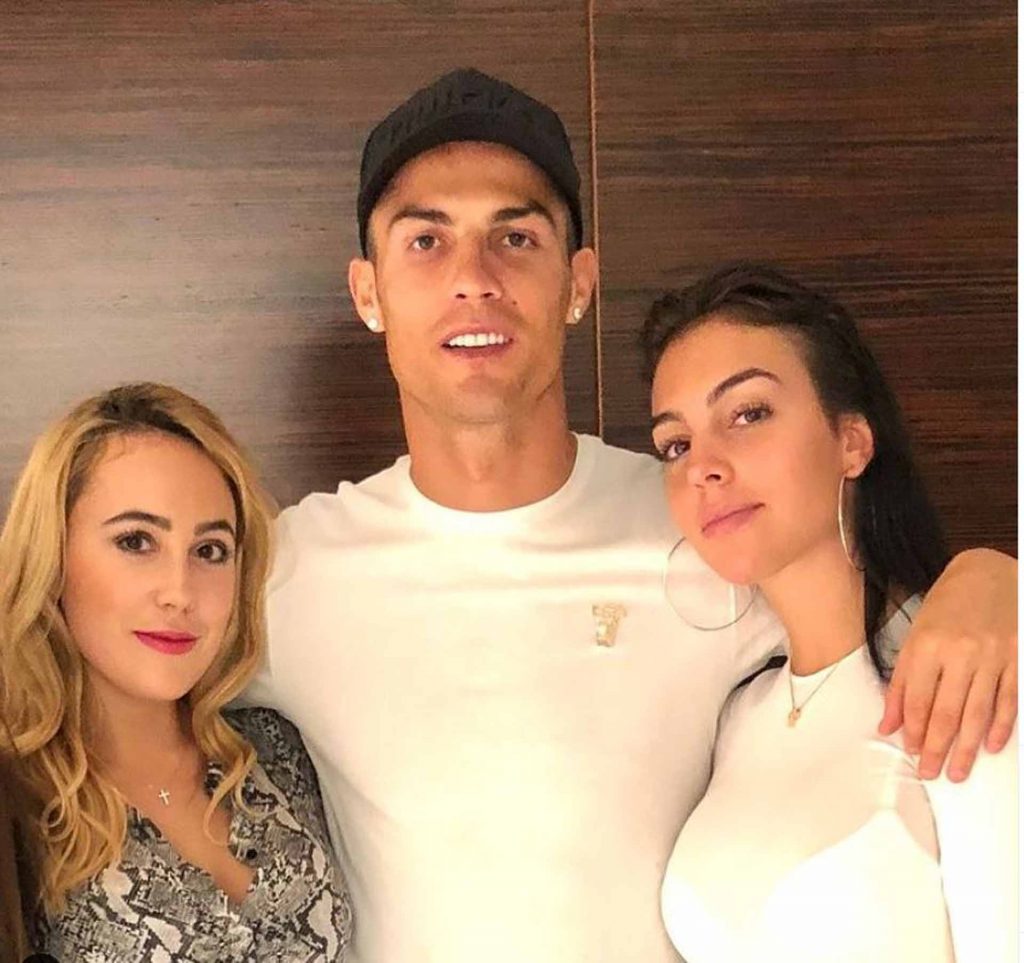 Georgina Rodríguez junto a su hermana Ivana y Cristiano Ronaldo.