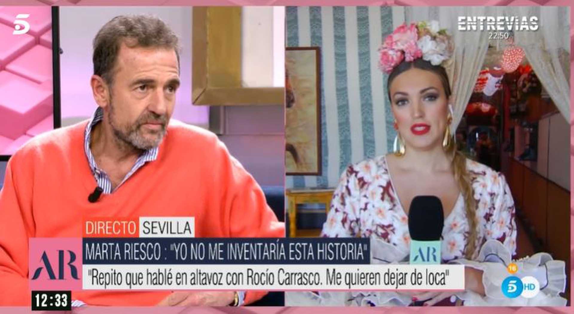 Marta Riesco se derrumba en directo y reta a Rocío Carrasco: "Me están intentando dejar de loca"