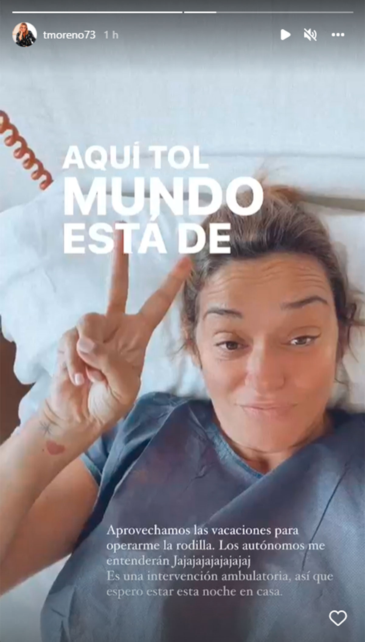 Toñi Moreno, operada de la rodilla durante sus vacaciones