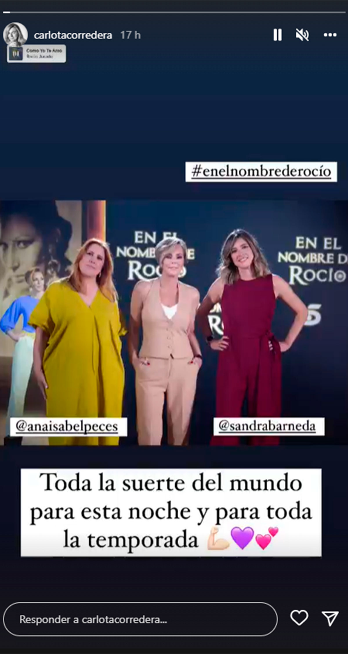El mensaje que Carlota Corredera manda a Rocío Carrasco y Sandra Barneda por el estreno de 'En el nombre de Rocío'