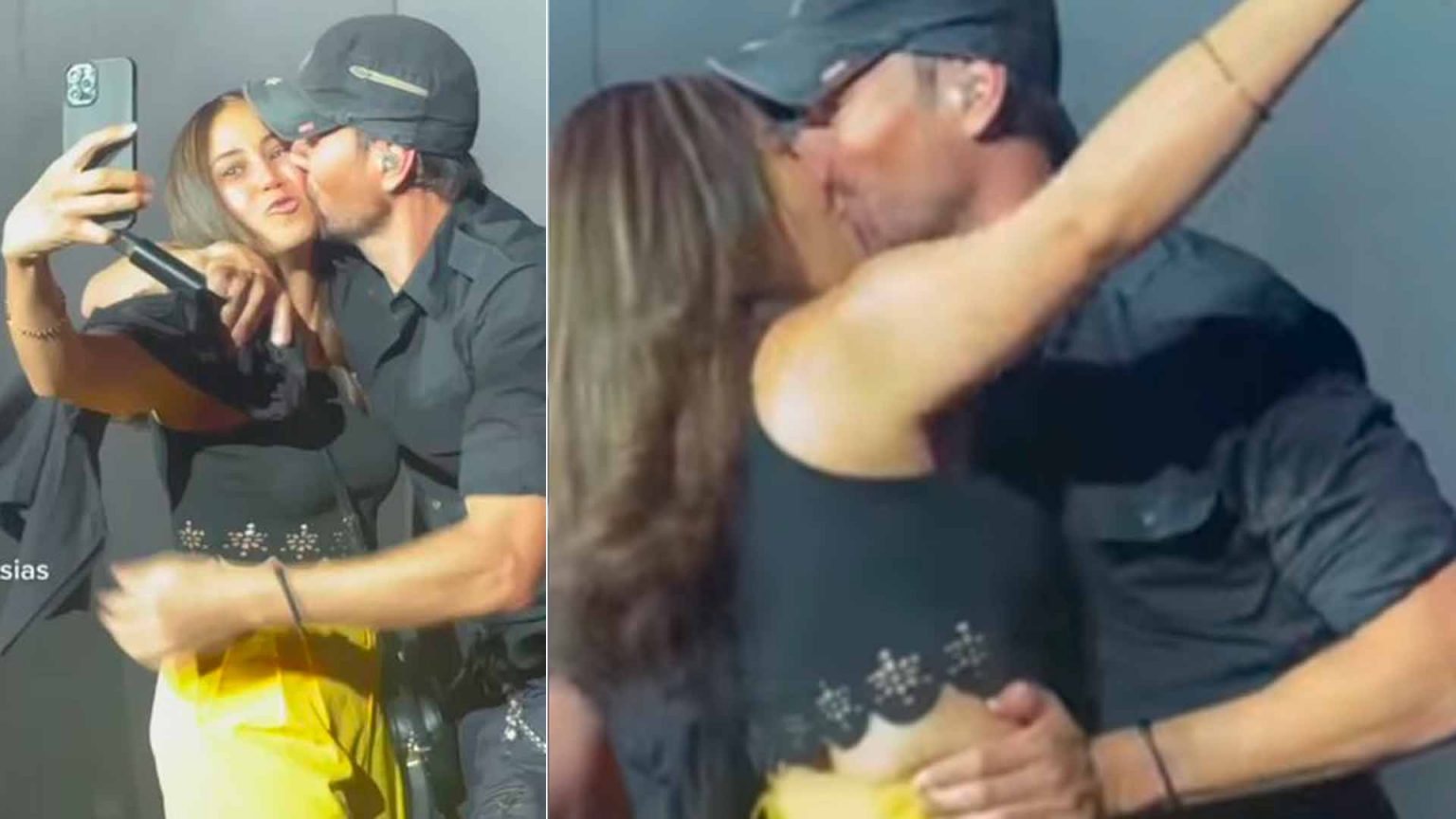 Enrique Iglesias le roba un beso de película a una mujer que no es Anna Kournikova