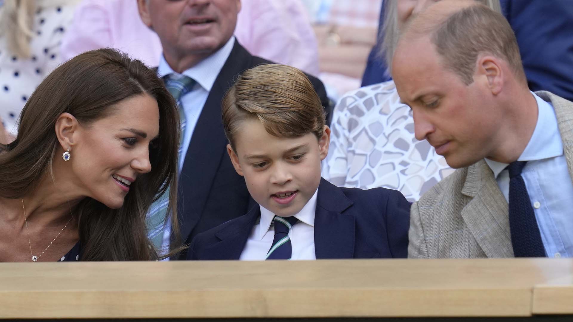 Kate Middleton , Duchess of Cambridge, Prince George and Prince William during Wimbledon 2022 in London, Sunday, July 10, 2022.  *** Local Caption *** .