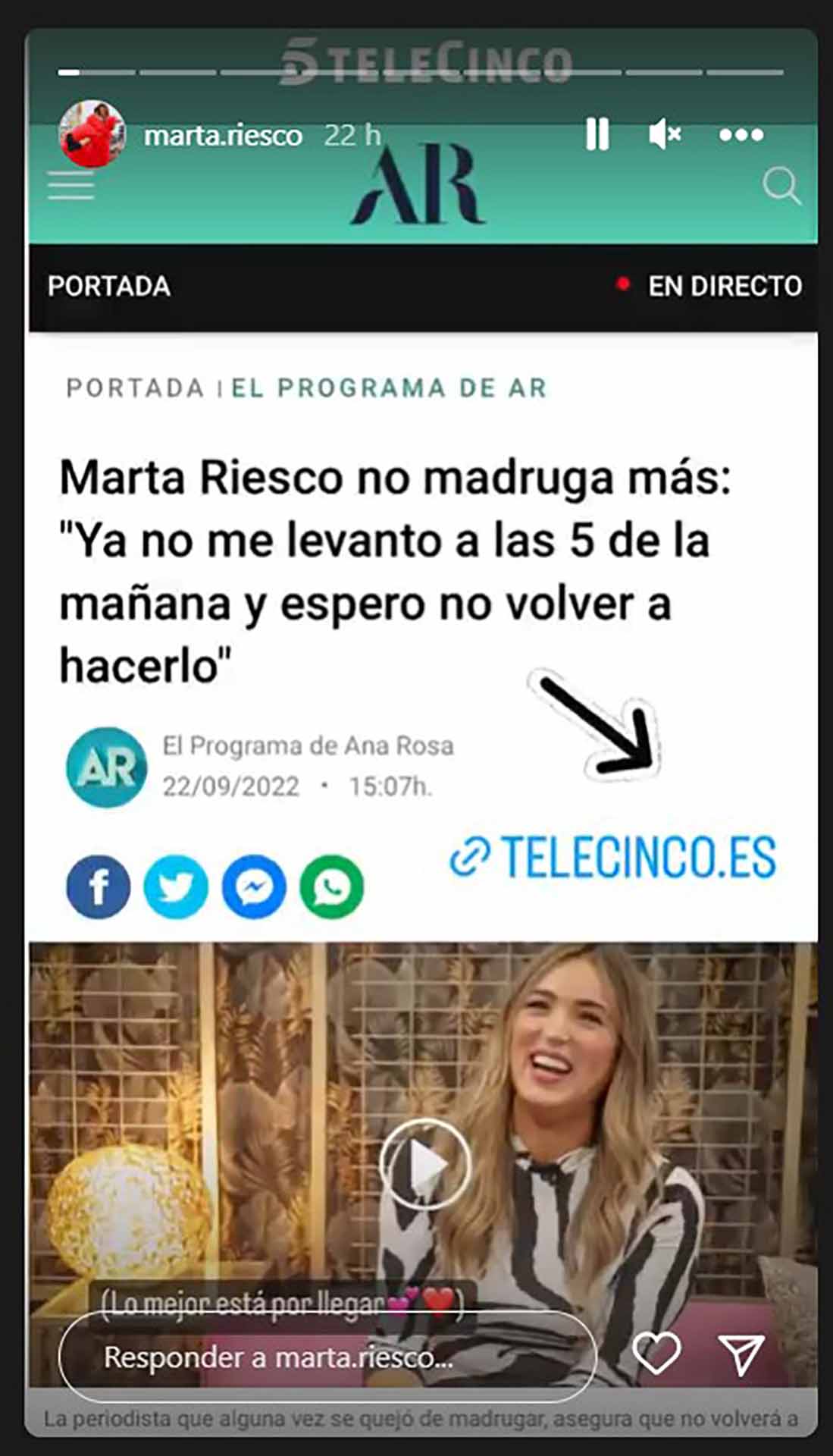 Marta Riesco planta a Ana Rosa Quintana por Emma García