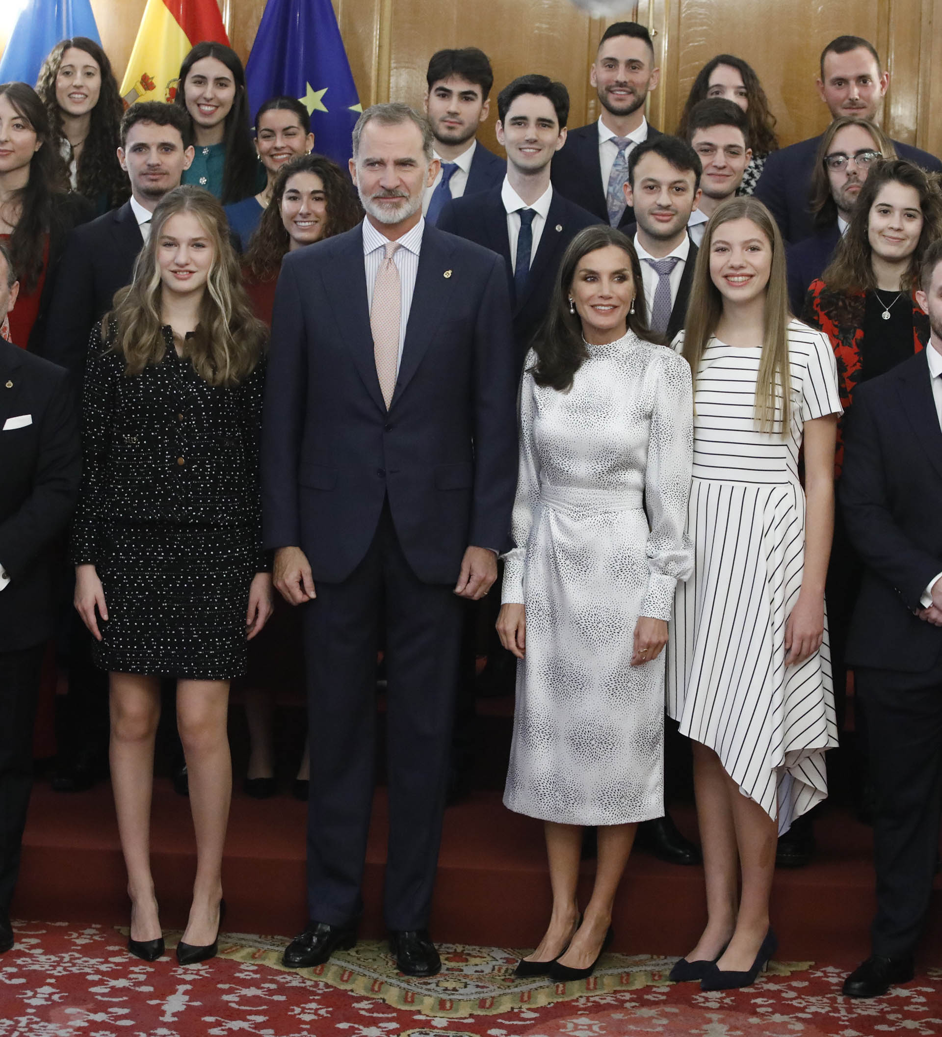 La Familia Real, durante unas audiencias de los Premios Princesa de Asturias en 2022