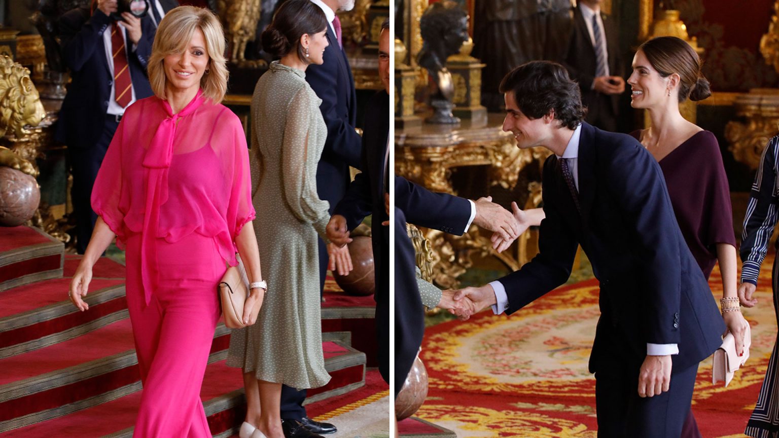 Los Reyes reciben a todos los invitados a la recepción del Día de la Fiesta Nacional en el Palacio Real