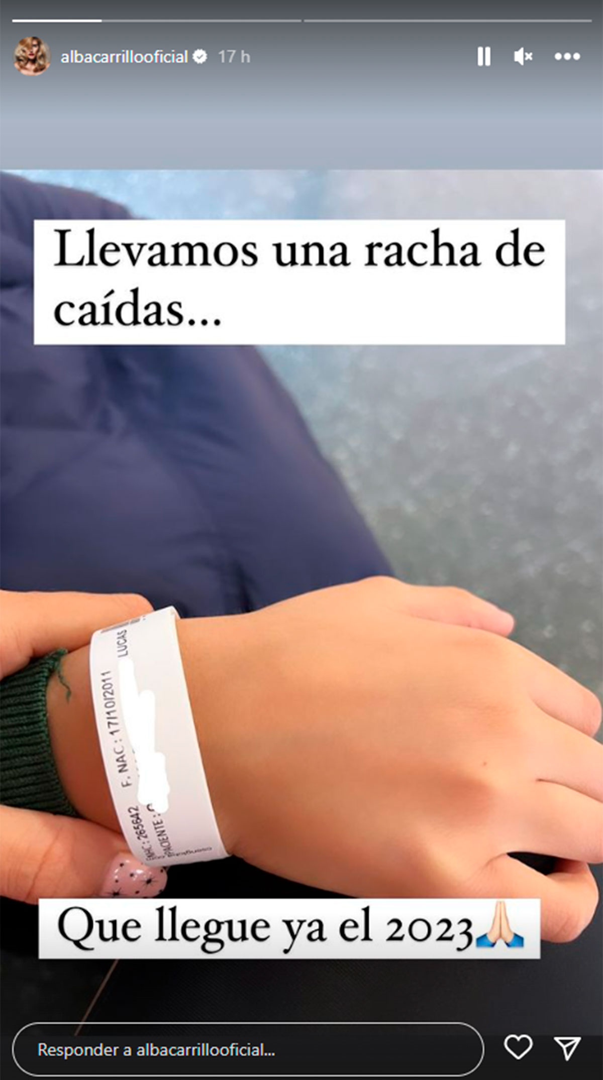 Alba Carrillo vuelve al hospital: "Llevamos una racha"