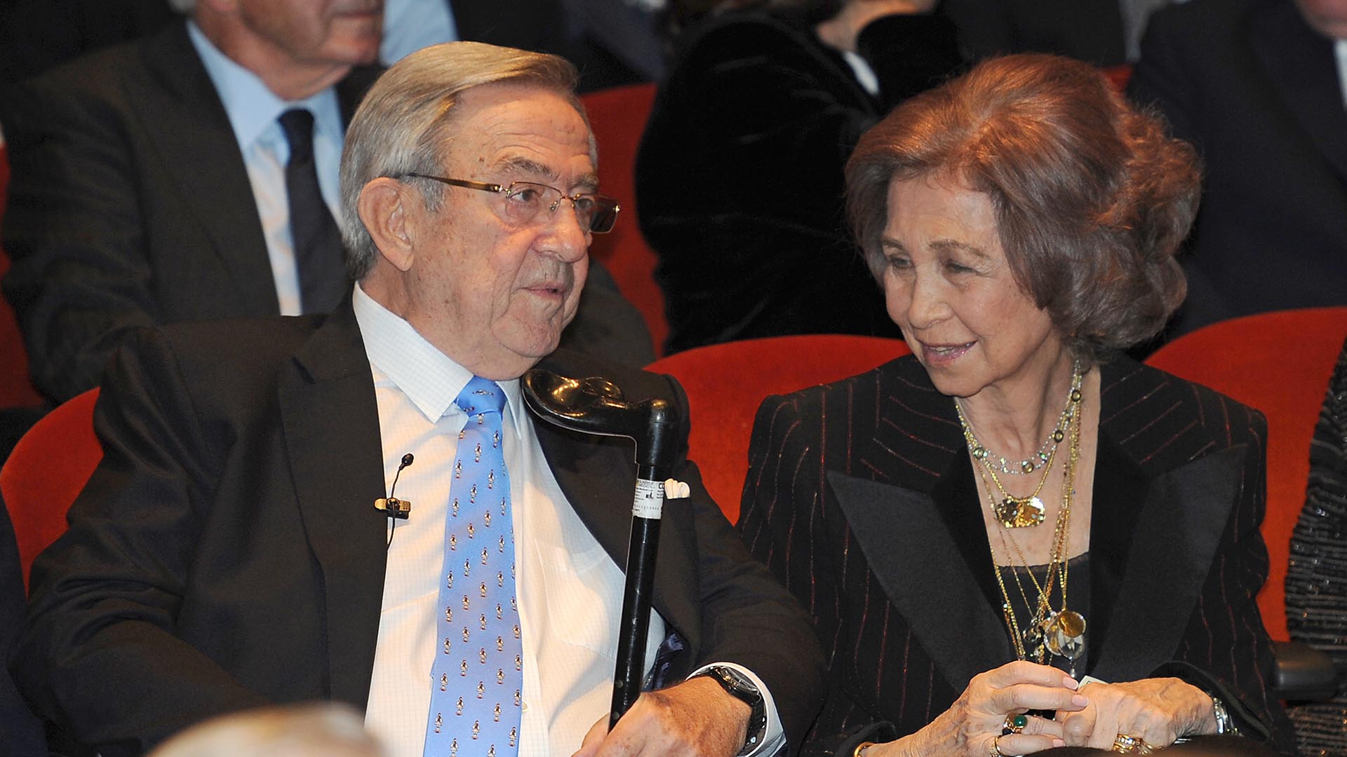 Queen Sofia of Spain and King Constantin of Greece attending the screening of a documentary film honoring the 50th anniversary of the King Pablo¿s dead in Athens, Greece, on March 5th, 2014