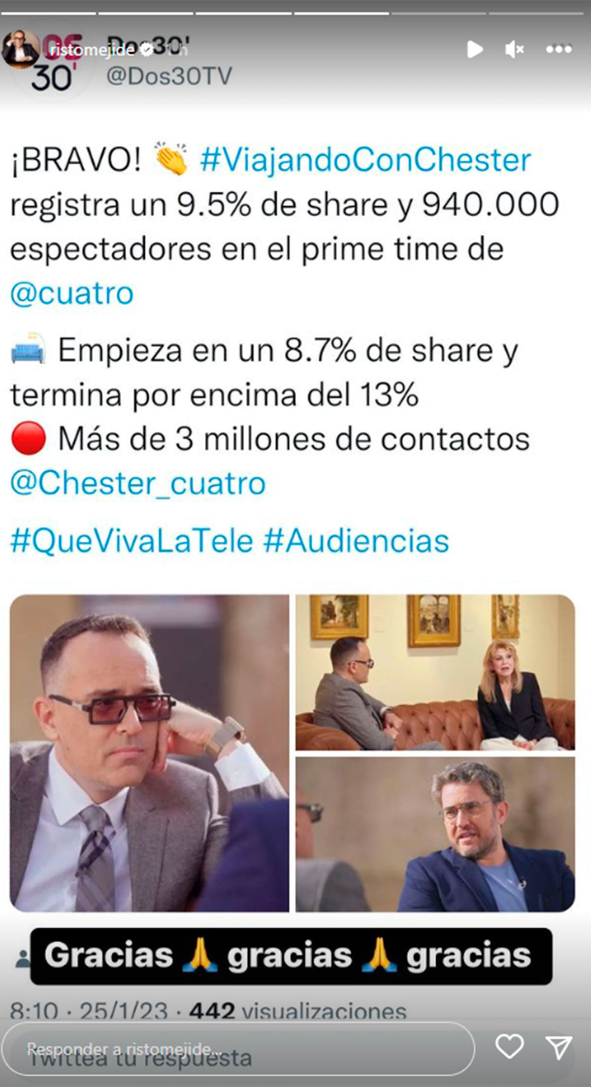 El monumental enfado de Risto Mejide con Mediaset al eliminar una pregunta de su entrevista con Tita Cervera