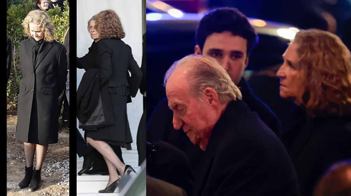 La Reina Letizia y la Infanta Elena se cambian de zapatos en el último adiós a Constantino de Grecia