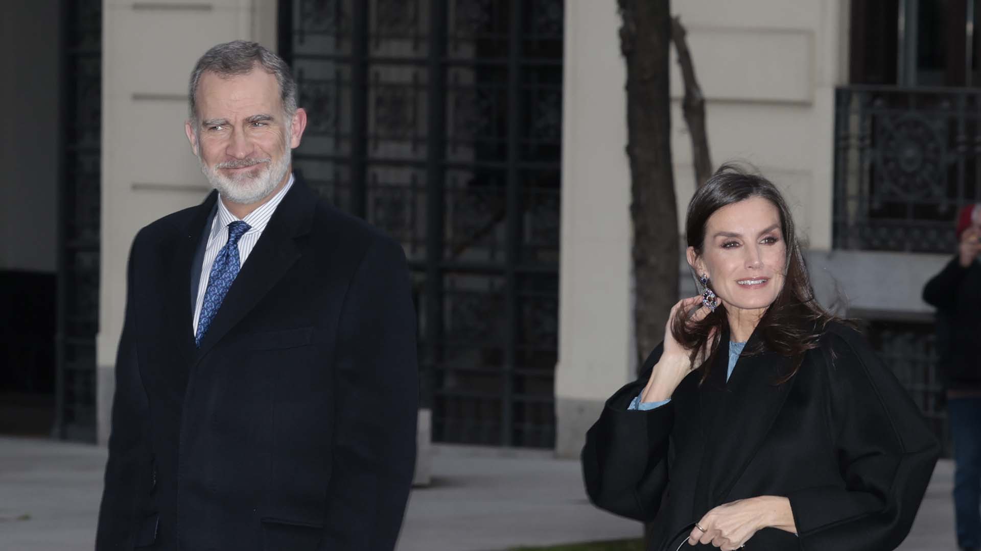 Spanish King Felipe VI and Letizia Ortiz during a plenary meeting with the Spanish Royal Language Academy / Real Academia Española (RAE) in Madrid on Tuesday, 19 January 2023.