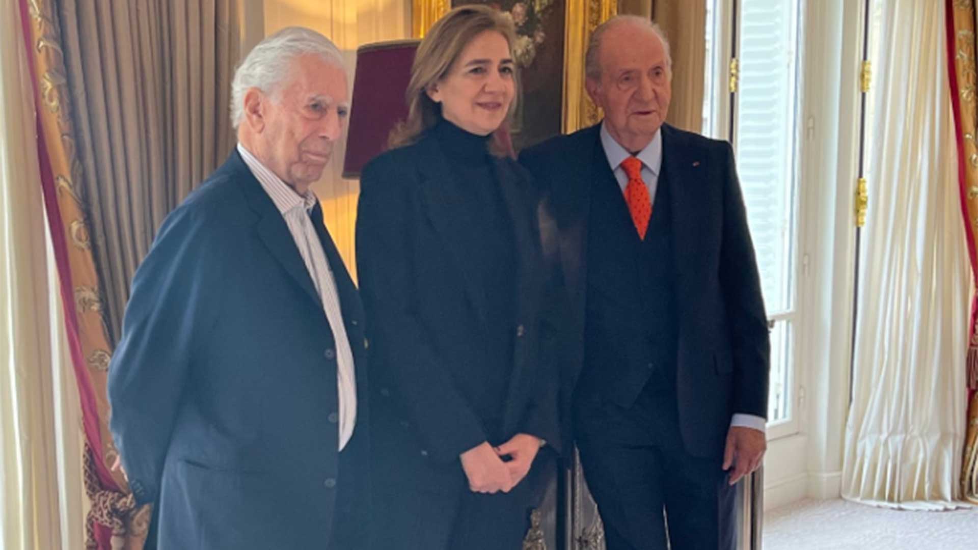 Rey Juan Carlos, infanta Cristina y Mario Vargas Llosa