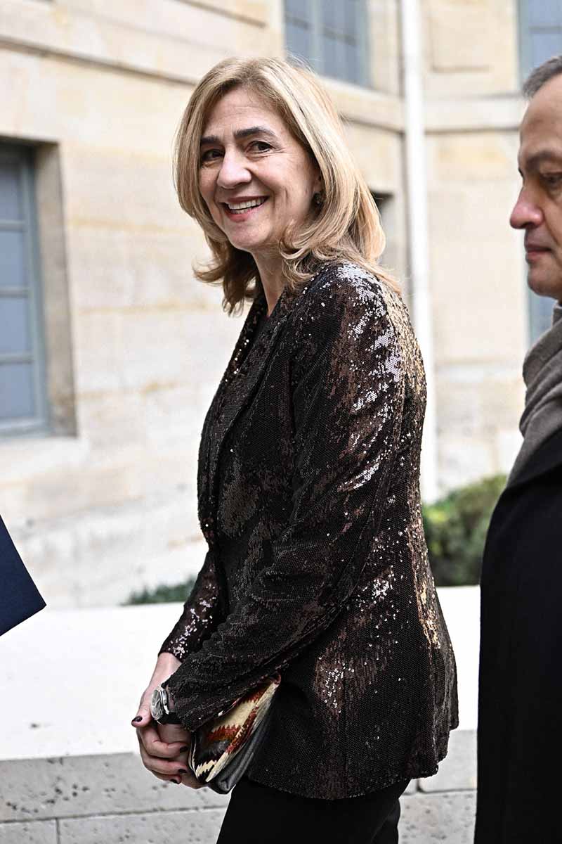 Infante Cristina arriving at the French Academy in Paris, France on February 9, 2023.