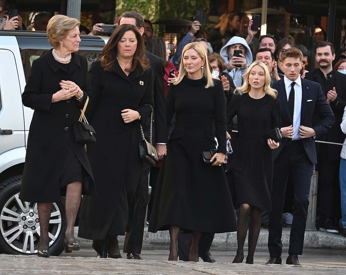Queen Anne Marie Of Greece Arrives With Prince Pavlos, Princess Theodora And Their Families At Mitropolis Church In Athens, Greece
