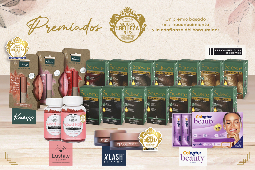 Foto productos premiados VICTORIA DE LA BELLEZA 2023