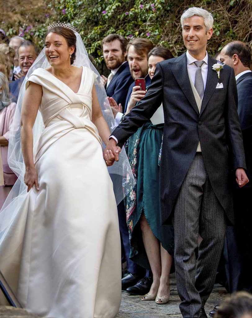 Princess Alexandra of Luxembourg and Mr. Nicolas Bagory leave at the Church Saint-Trophyme in Bormes-les-Mimosas, on April 29, 2023, after the Wedding ceremony Photo: Albert Nieboer / Netherlands OUT / Point de Vue OUT