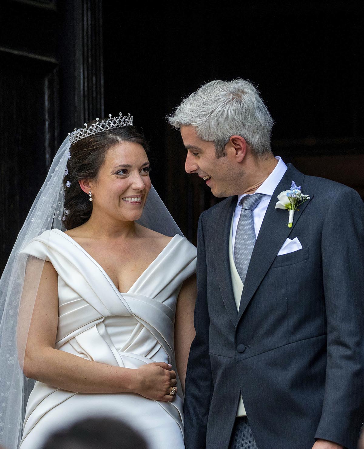 Princess Alexandra of Luxembourg and Mr. Nicolas Bagory leave at the Church Saint-Trophyme in Bormes-les-Mimosas, on April 29, 2023, after the Wedding ceremony Photo: Albert Nieboer / Netherlands OUT / Point de Vue OUT