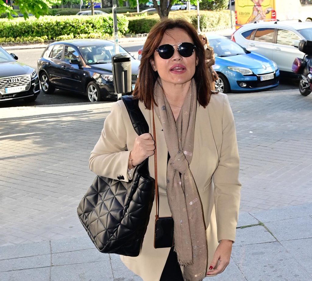 Teresa Bueyes during funeral of Laura Valenzuela in Madrid on Thursday, 13 April 2023.