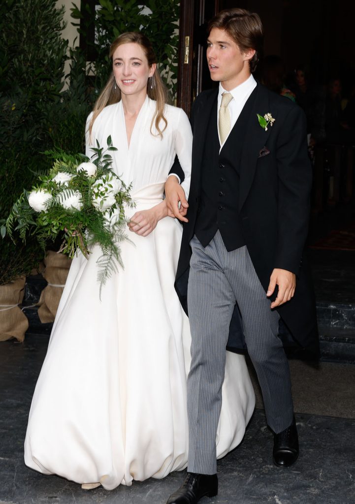 arrival at the wedding of Victoria Montes Suelves and Jorge Torrente Pellón on Saturday, May 27, 2023