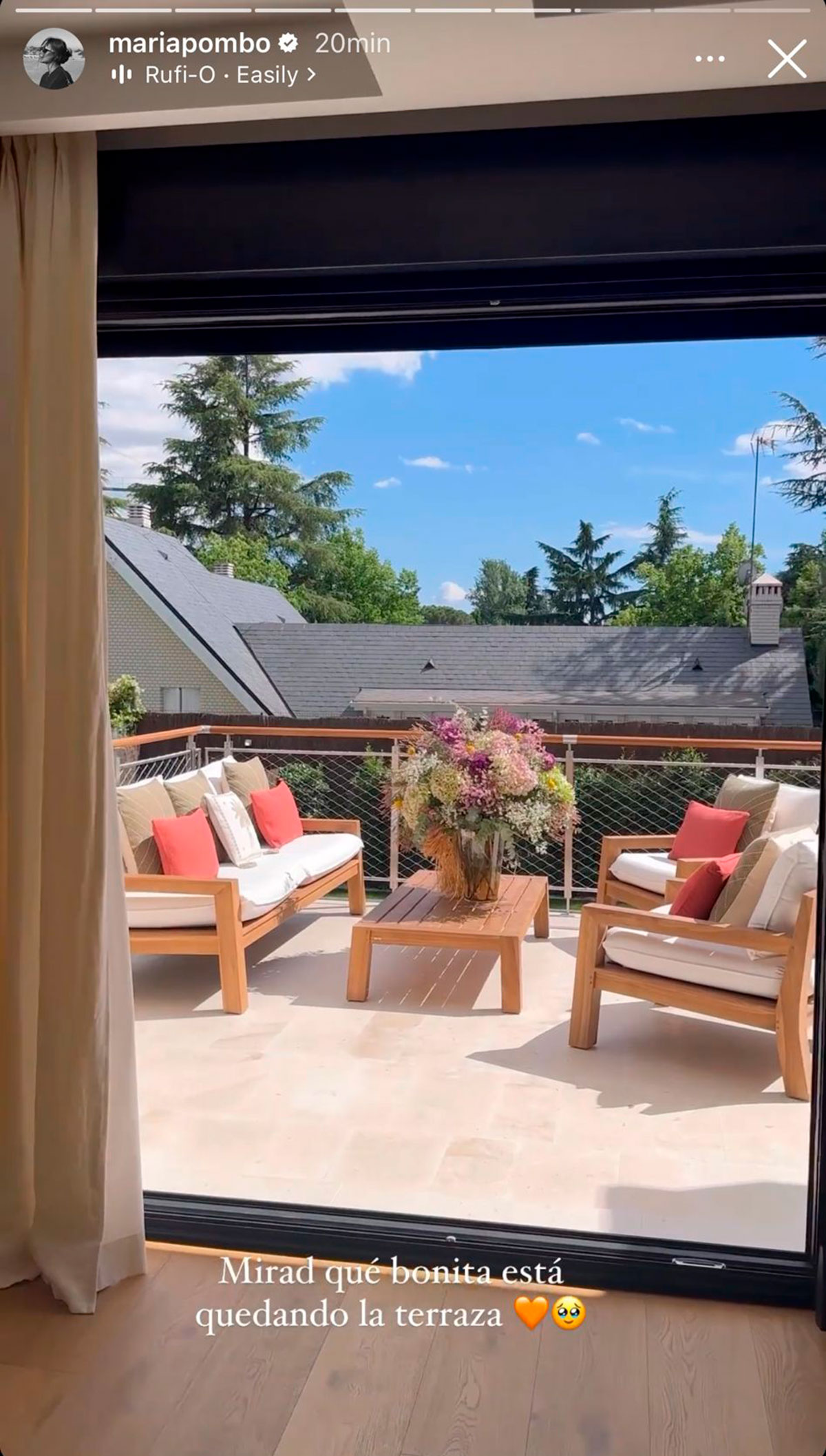 María Pombo enseña su terraza ya decorada, por la que ha "pagado" más de 5.300 euros
