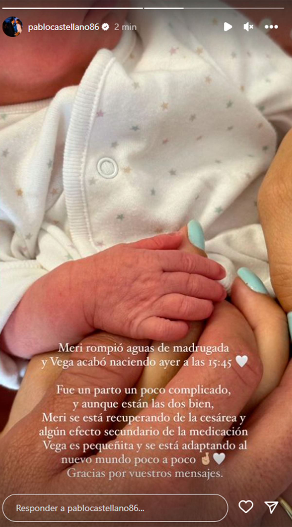 Pablo Castellano, marido de María Pombo, presenta a su segunda hija: "Fue un parto complicado"