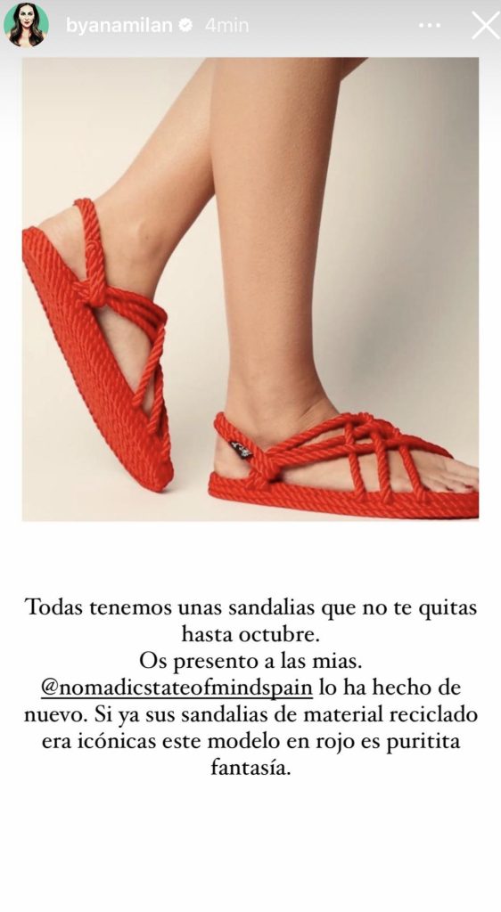Ana Milán sandalias cuerda de colores para el verano