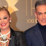 Belen Esteban and Kiko Hernandez in press room during the 21th Iris de la Academia de la Television Awards in Madrid on Monday 18 November 2019.