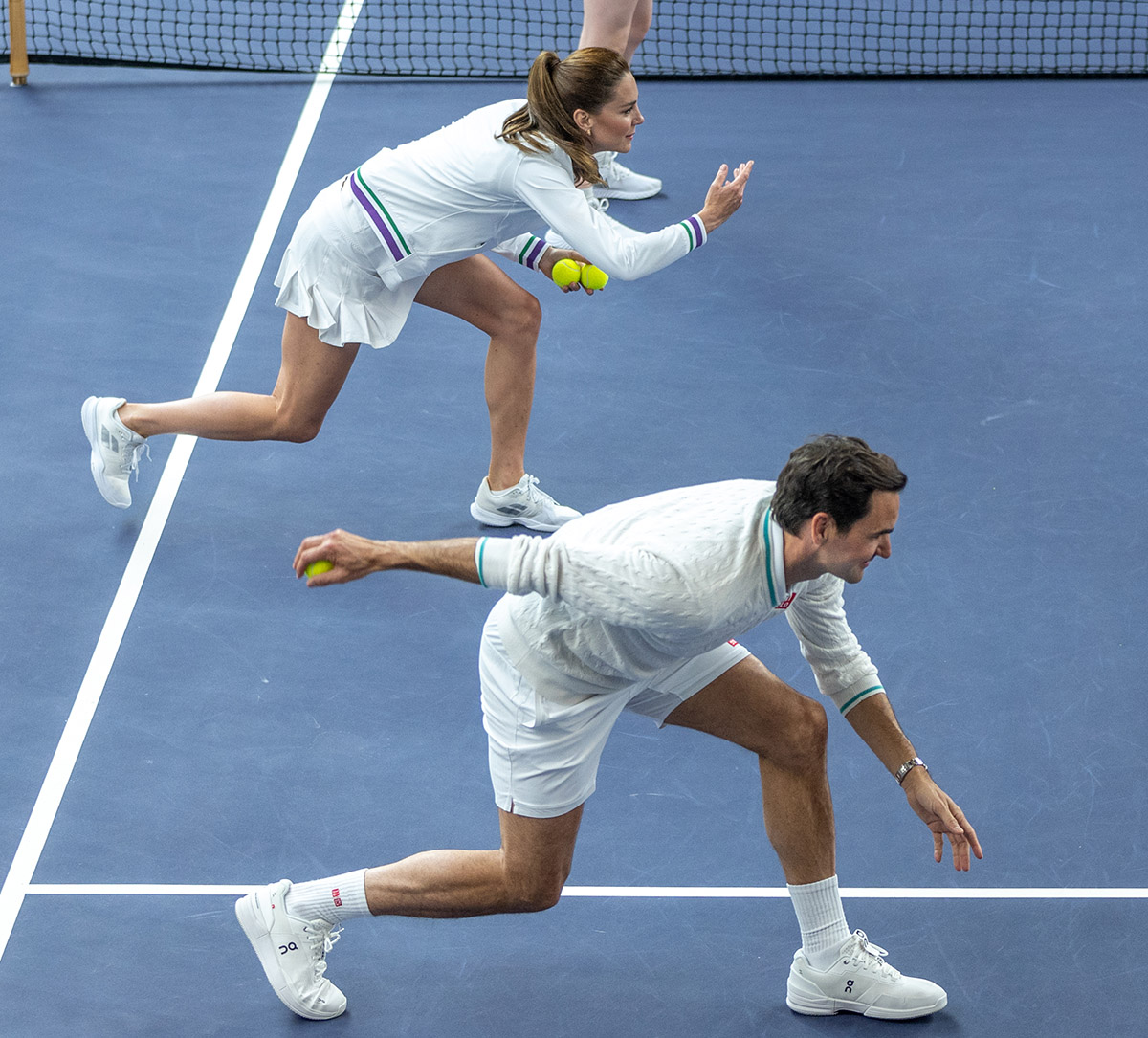 Kate Middleton y Roger Federer juegan al tenis en Wimbledon