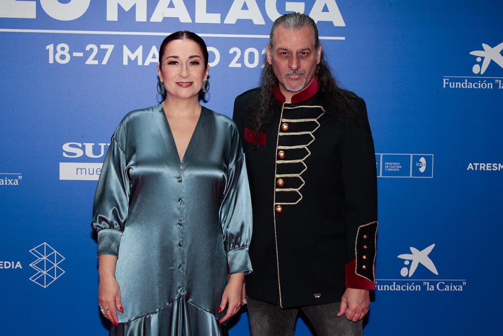 Singers Dionisio Martin Lobato y Maria de los Angeles MuÃ±oz DueÃ±as (Camela) at photocall for opening ceremony of 25 edition of Malaga Film Festival in Malaga on Friday, 18 March 2022.