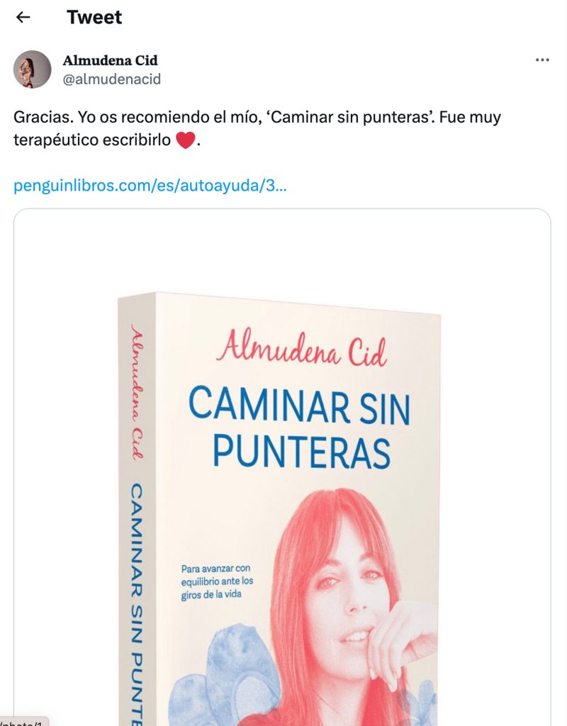 Libro de Almudena Cid en Twitter