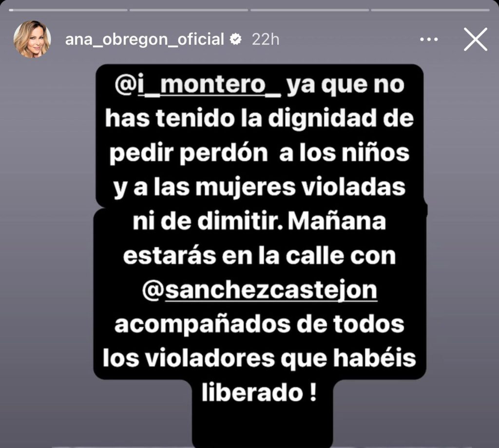 Ana Obregón carga contra Irene Montero