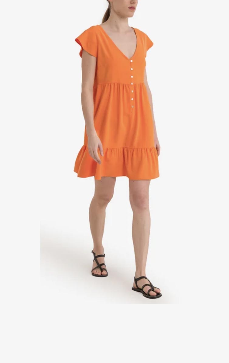 vestido mini evasé verano naranja