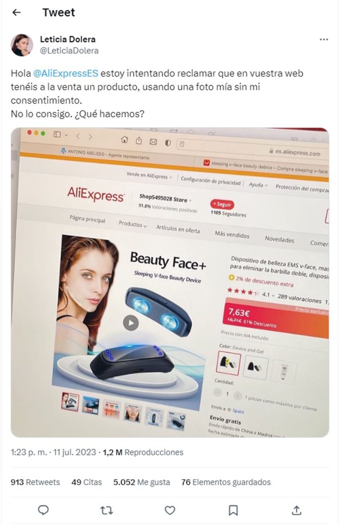 Llamamiento de Leticia Dolera a AliExpress.