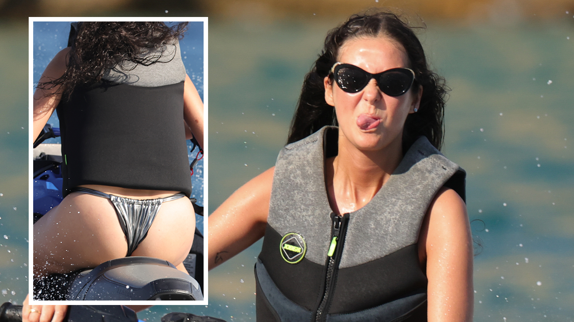 Victoria Federica en una moto de agua en Ibiza.