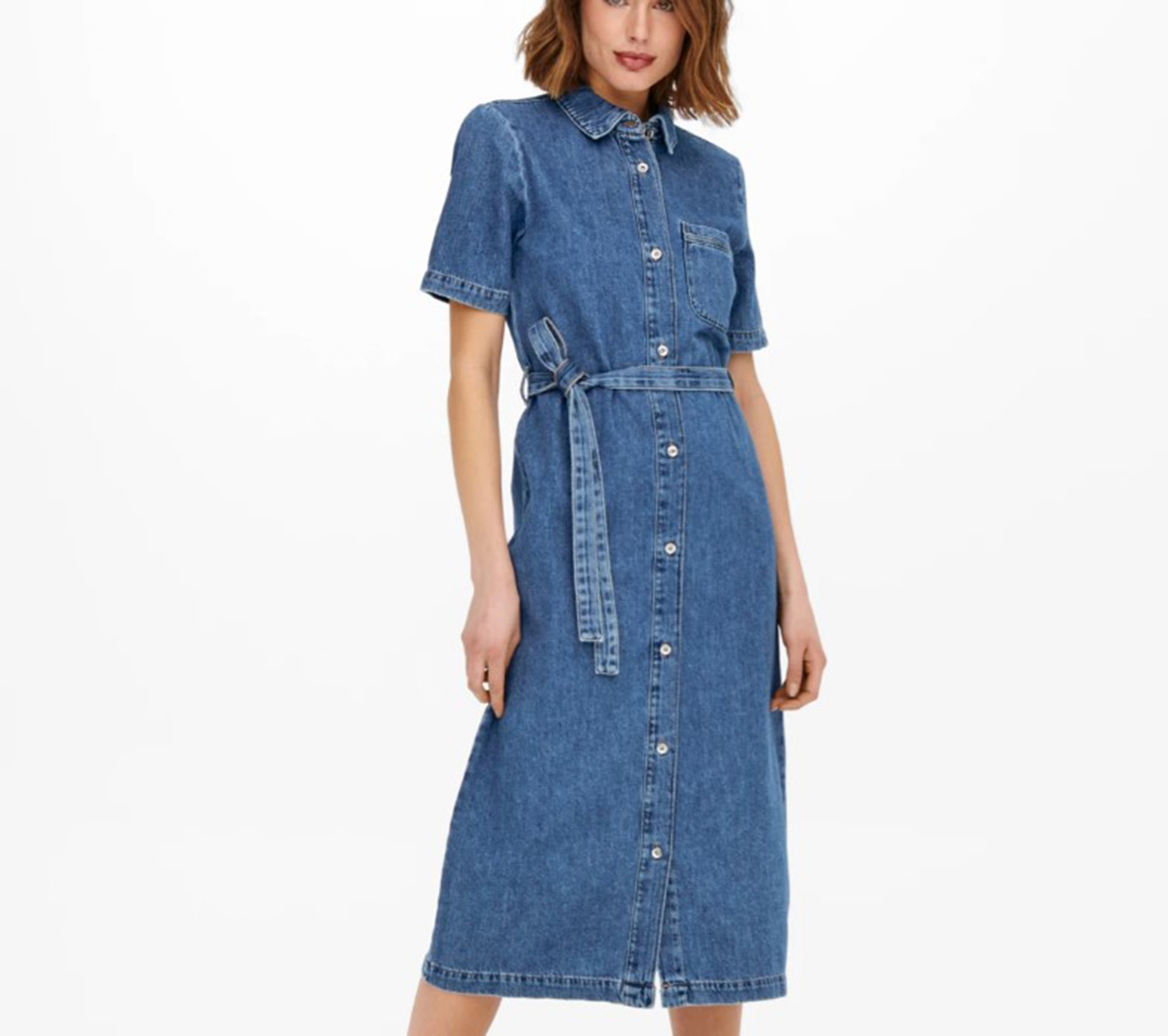 Vestido denim de manga corta