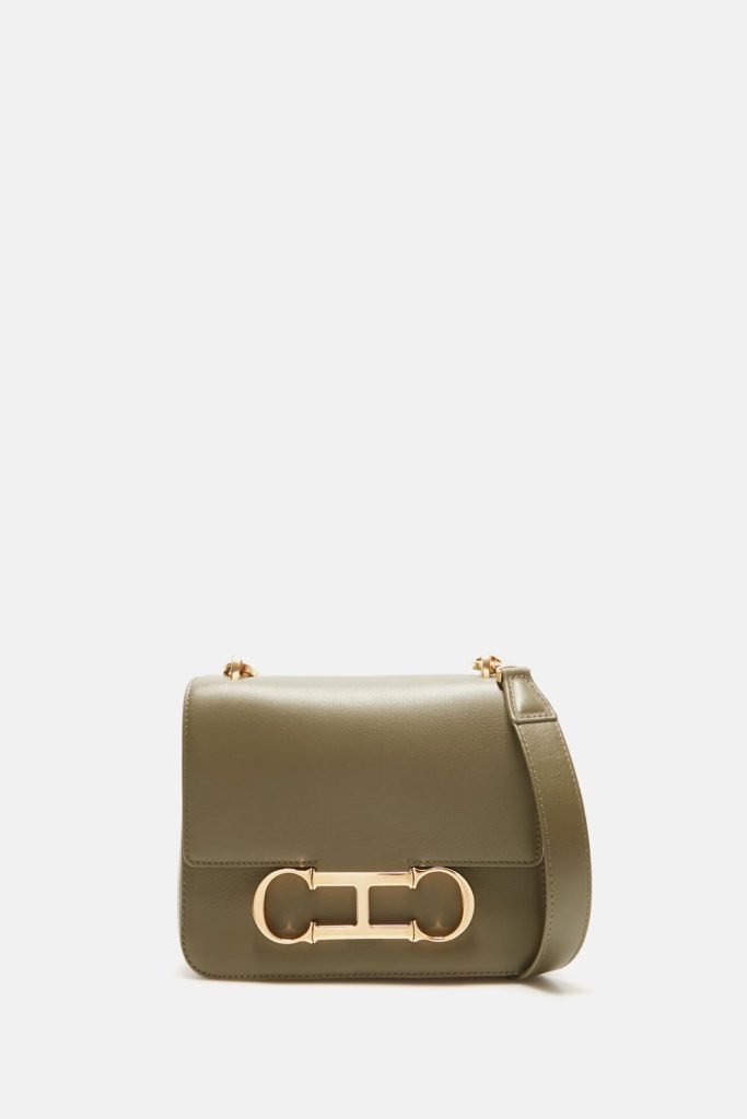 Carolina Herrera bolso insignia verde caqui