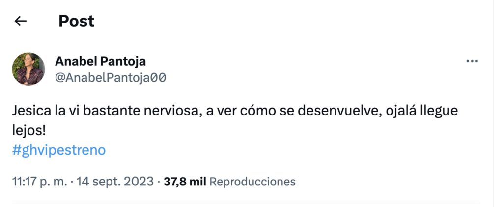 Tweet de Anabel Pantoja.