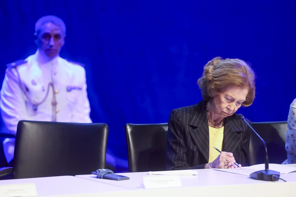 La Reina Sofía en un congreso en Málaga.