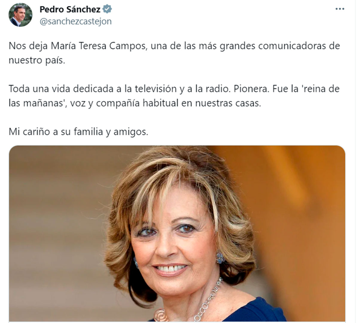 Pedro Sánchez se despide de María Teresa Campos