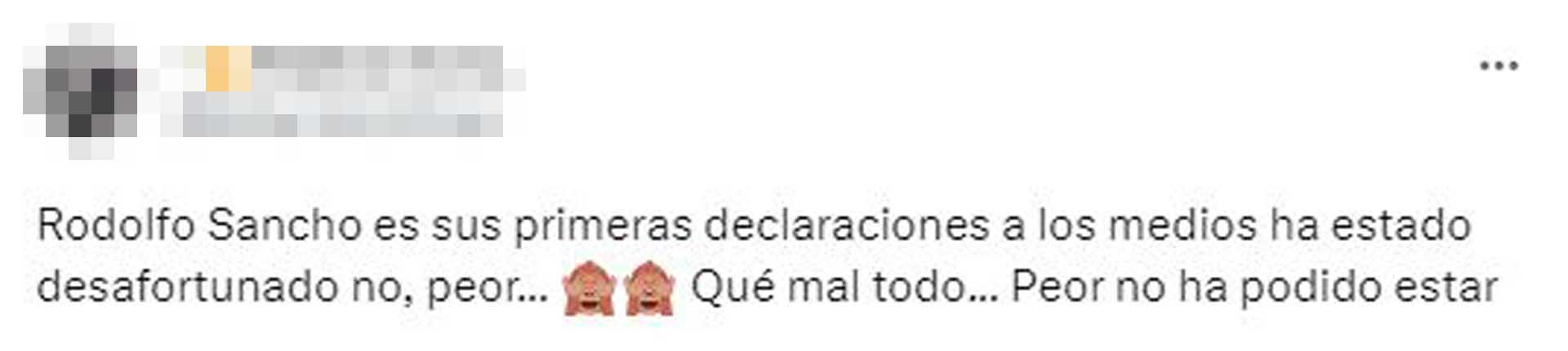 Numerosos mensajes contra Rodolfo Sancho por sus declaraciones