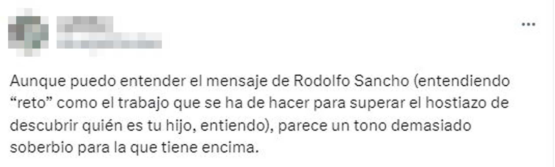 Numerosos mensajes contra Rodolfo Sancho por sus declaraciones
