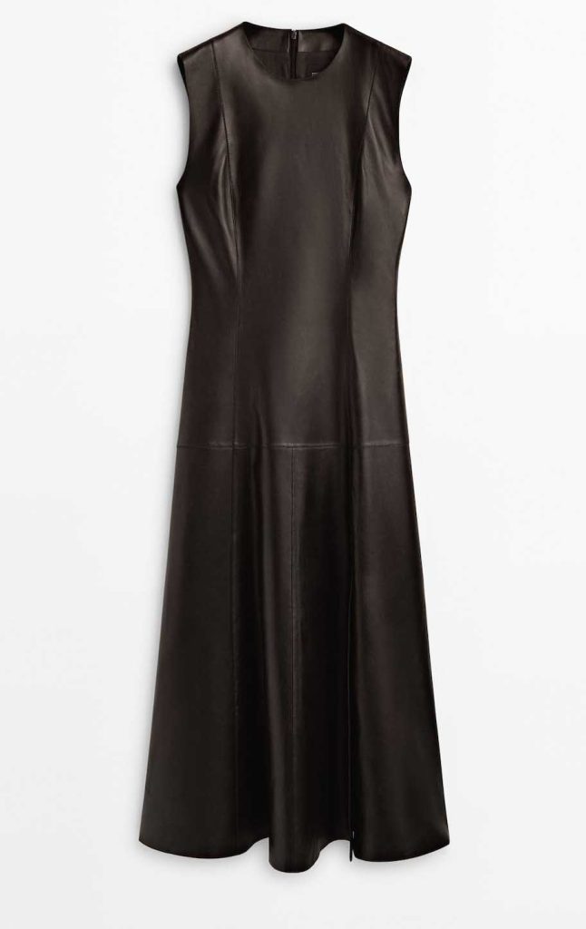 vestido de napa negro de Massimo Dutti 