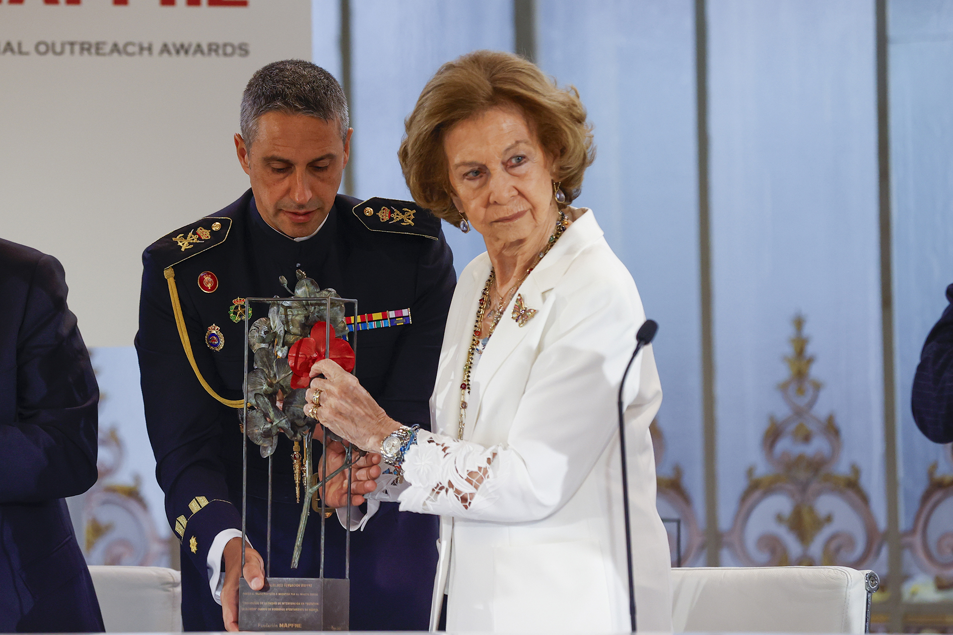 La Reina Sofía en un acto en Madrid.