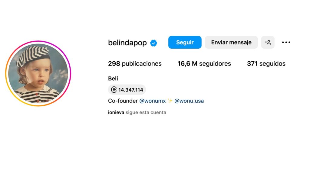 Belinda se cambia el nombre en Instagram