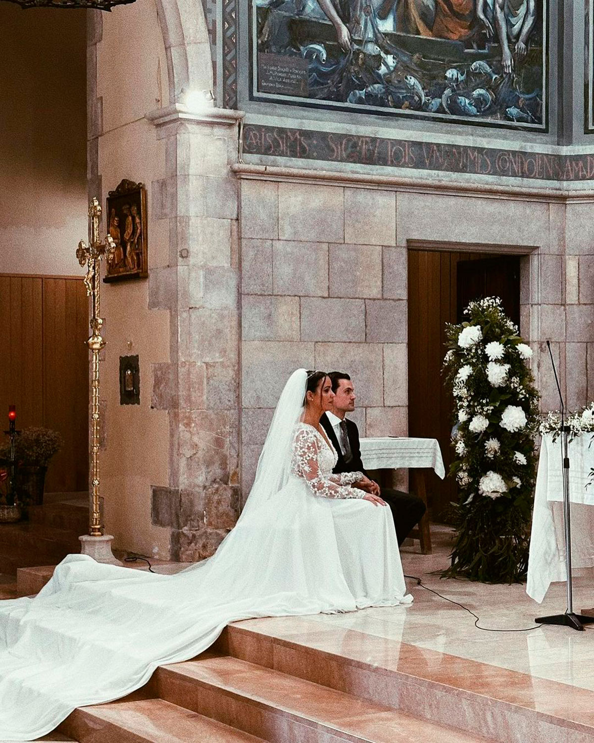 Carolina Monje durante la ceremonia religiosa