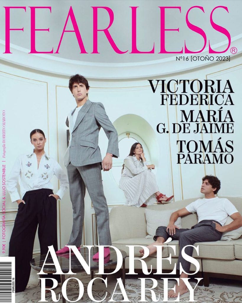 Portada de la revista Fearless, con Victoria Federica y Roca Rey 