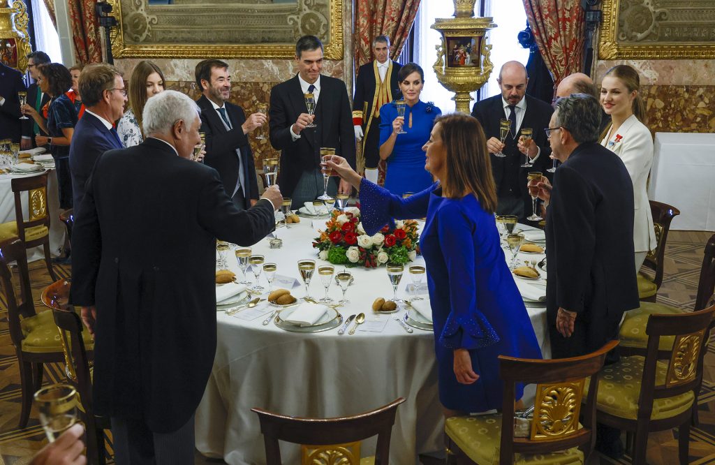 La mesa presidencial del Palacio Real en el brindis por la Princesa Leonor.