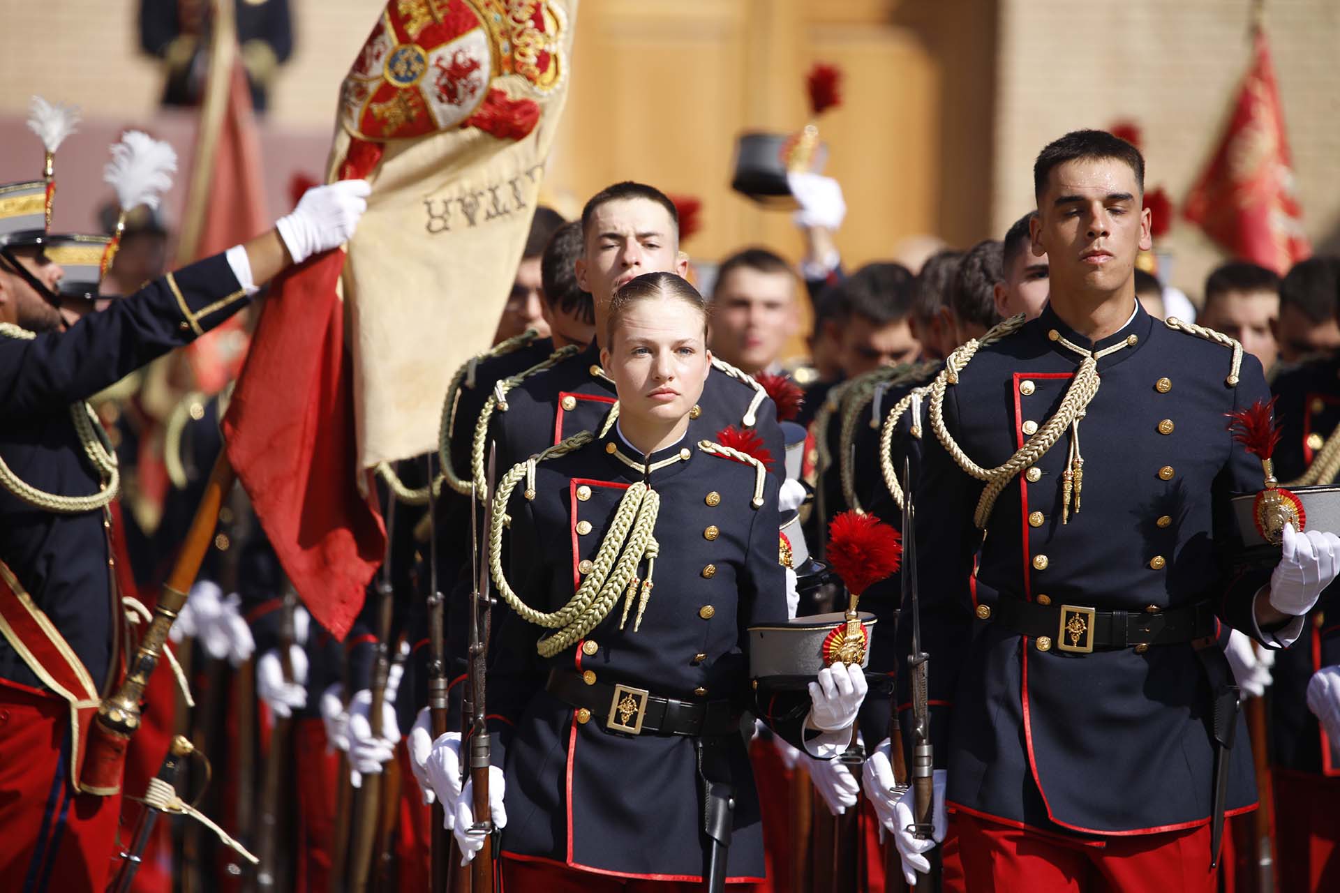La Princesa Leonor durante su Jura de Bandera en la Academia Militar de Zaragoza