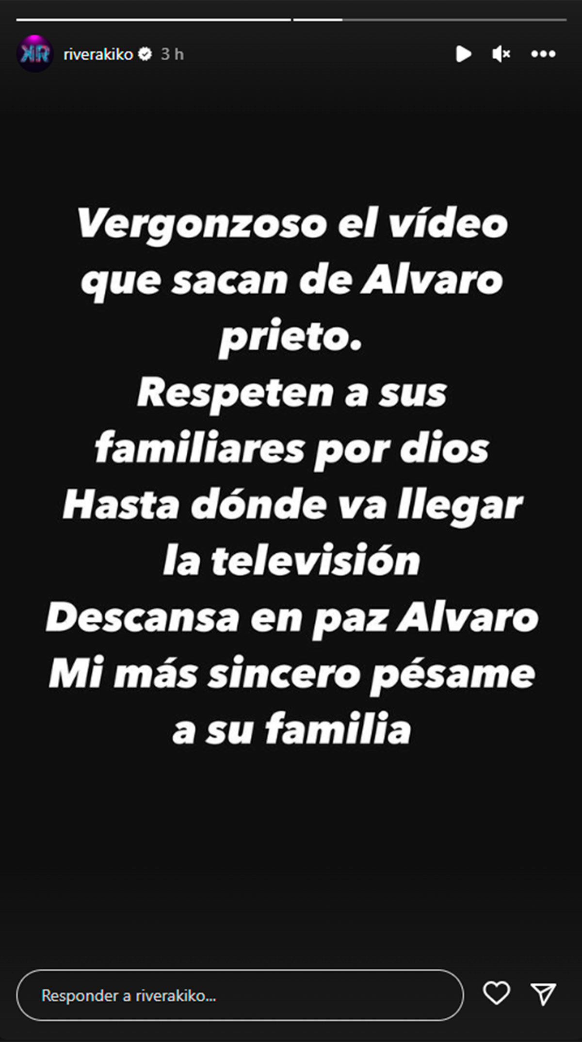 Kiko Rivera manda mensaje tras la muerte de Álvaro Prieto