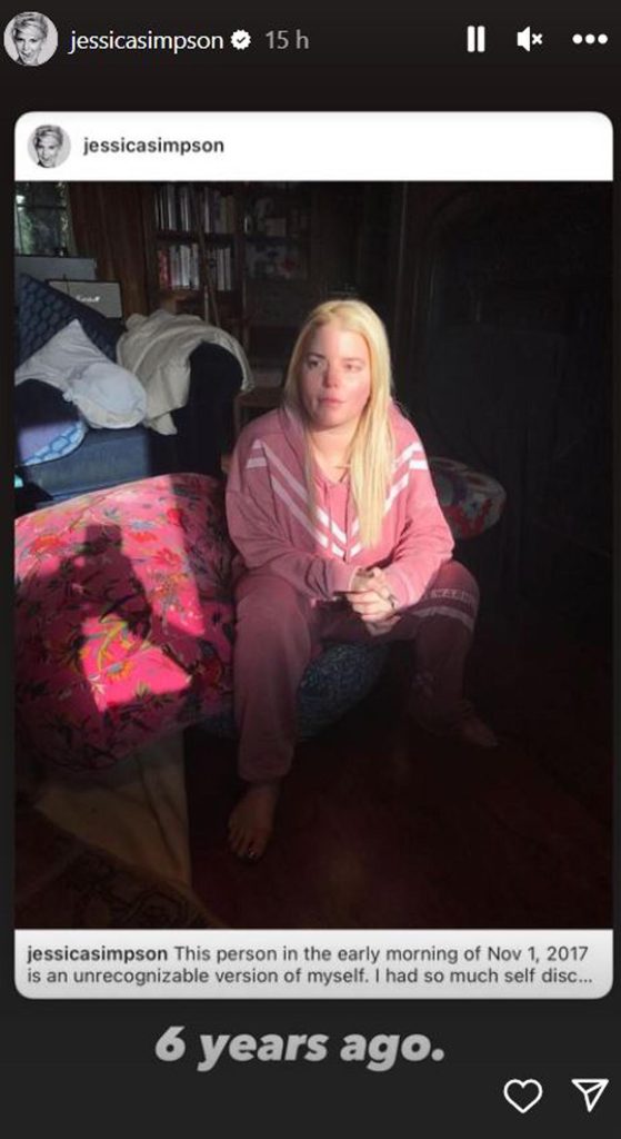 Jessica Simspon y su foto durante el proceso de recuperación para superar su adicción al alcohol